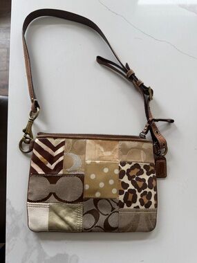 Coach patchwork leopard shoulder bag
